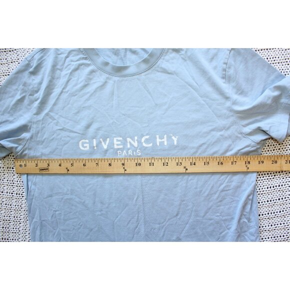 Givenchy T shirt Crew Neck Small Cotton Short Sleeves Baby blue Faded Logo As is - Picture 3 of 10